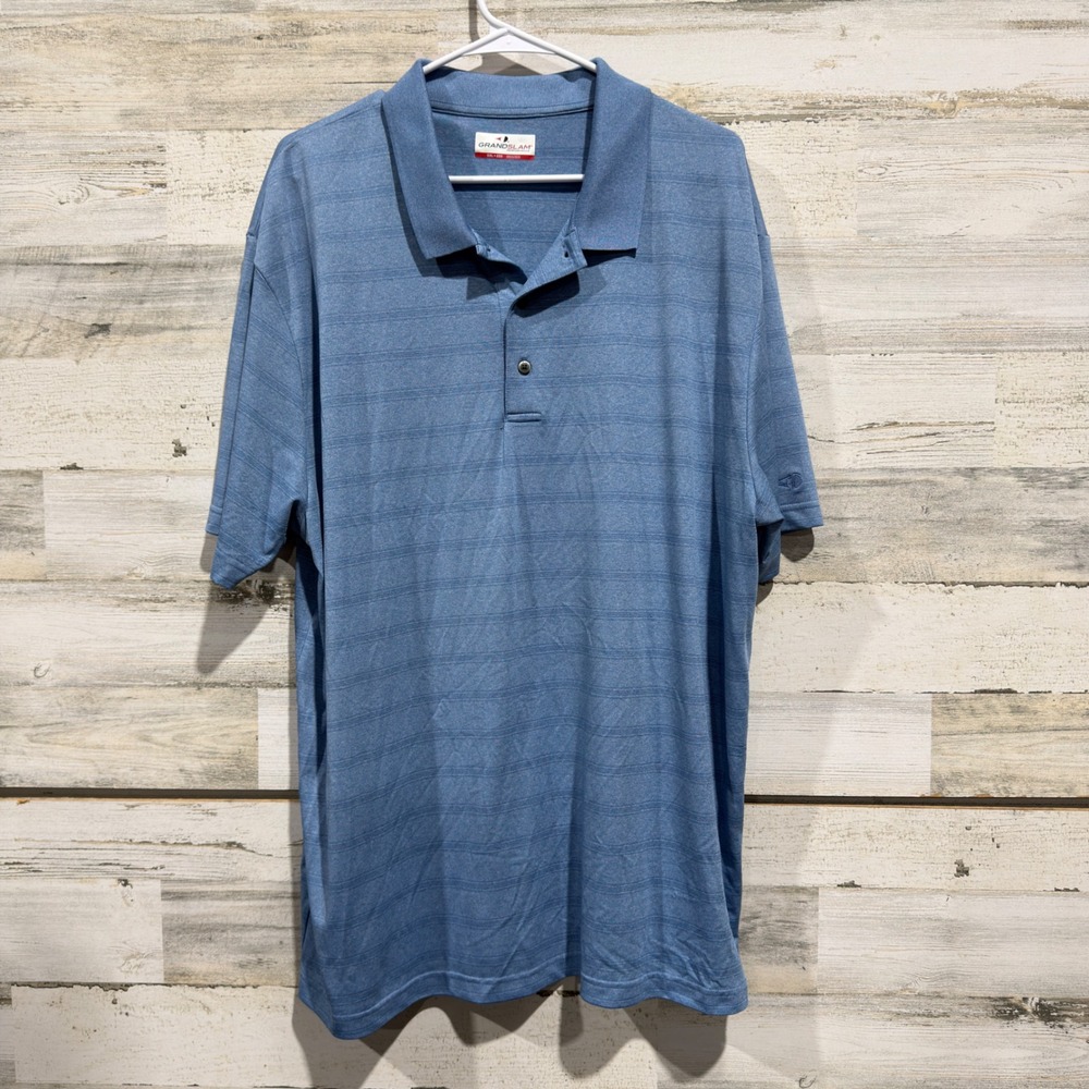 Grand Slam Polo Shirt Men XXL Blue Striped Performance Golf Gorpcore EUC